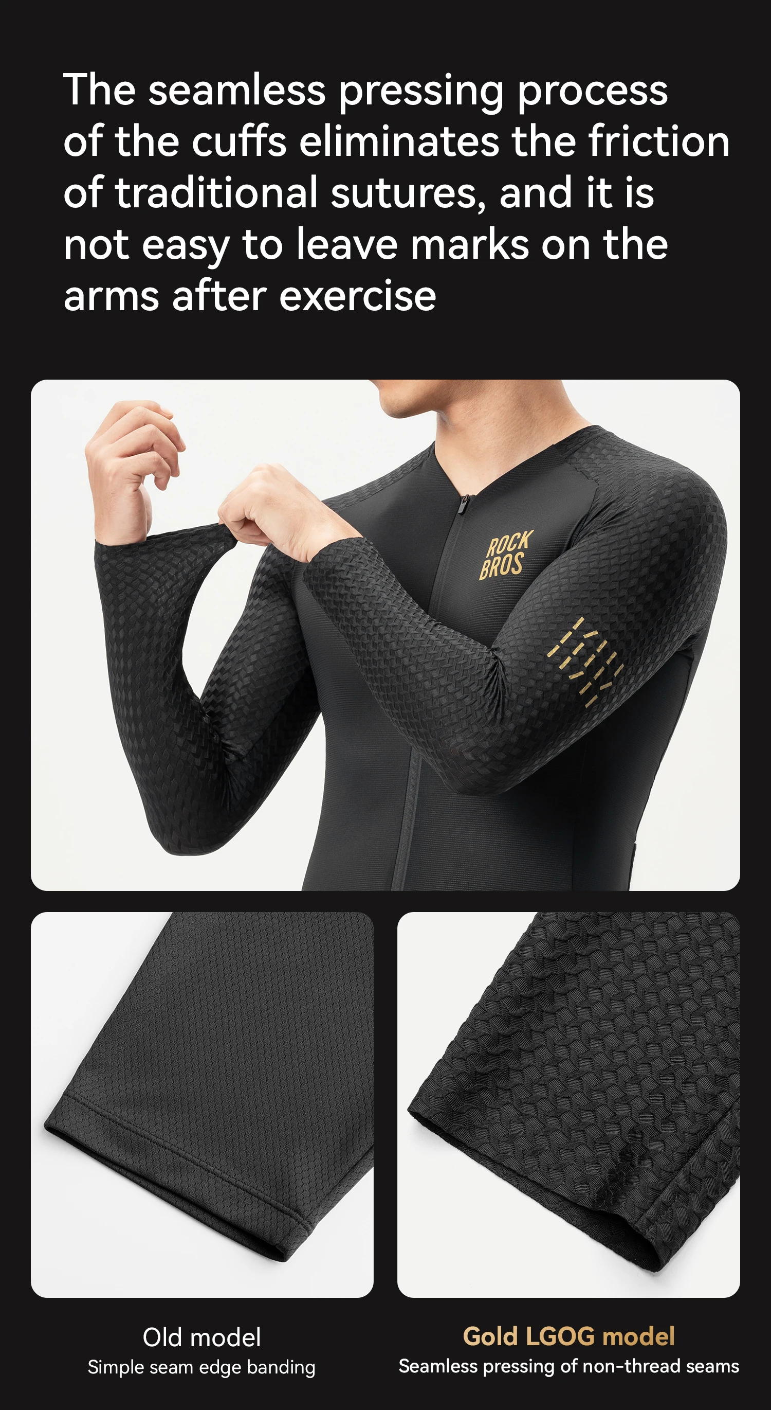 ROCKBROS Radtrikot, langärmelig, atmungsaktiv, leicht, Fahrradtrikot, volle Ärmel, schnell trocknend, nahtlos, Fahrradbekleidung – Detail 5