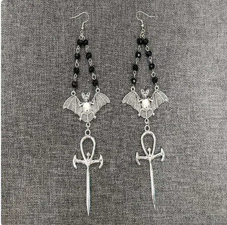 Orecchini Gotici A Forma Di Pipistrello Per Donna, Gioielli Per Feste Di Halloween Orecchini Pendenti In Metallo Ed115~p198186328