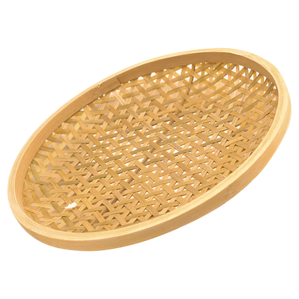 Fruits Basket Bamboo Woven Snack Plate Storage (large Size) Decorative Desktop Tray Manual Serving Food 3