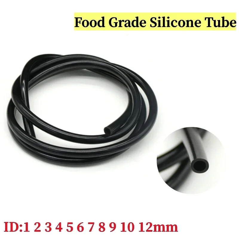 1 Meter ID 1 2 3 4 5 6 7 8 9 10 12mm Black Food Grade Silicone Tube Flexible Rubber Hose Soft Drink Pipe Water Connector