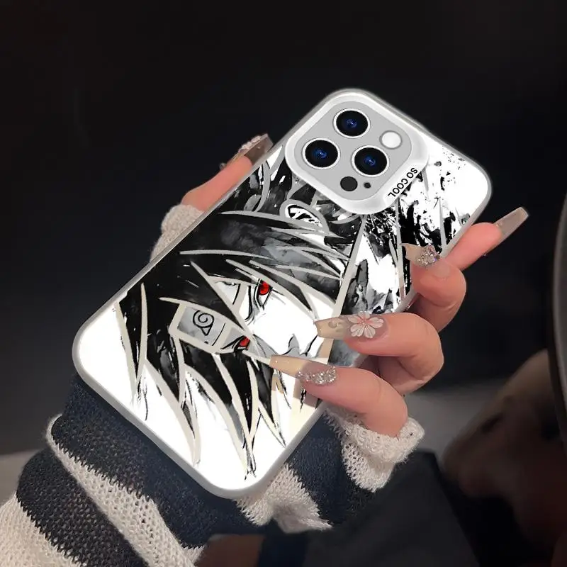 Naruto Anime Laser Case – Sasuke, Itachi & Kakashi 3D Shockproof iPhone 11–16 Pro Max
