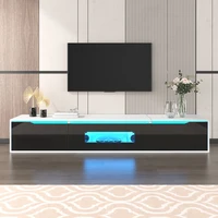 Современный шкаф для телевизора, глянцевая подставка для телевизора, соответствие цветов до черно-белого цвета, со светодиодной подсветкой, меняющей цвет, для гостиной — изображение 3