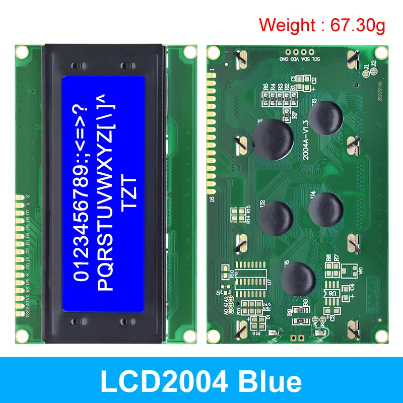 Enhanced LCD Display Module with I2C Serial Interface Adapter - Blue/Green Screen Character Display