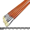 7pcs Premium Anti-Shedding Natural Hog Bristle Paint Brush Set with Long Wood Handles - Filbert Tips for Acrylic & Oil Painting 2