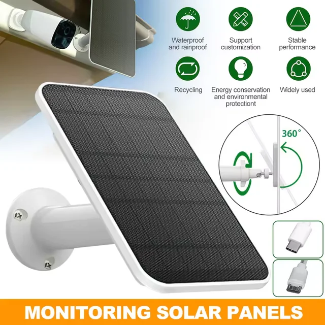 Panneau solaire 5V 30W Micro USB + type-c 2 en 1, panneau de charge solaire extérieur, câble de charge de 9,8 pieds pour caméra de sécurité pour Eufycam 3C/2C 1
