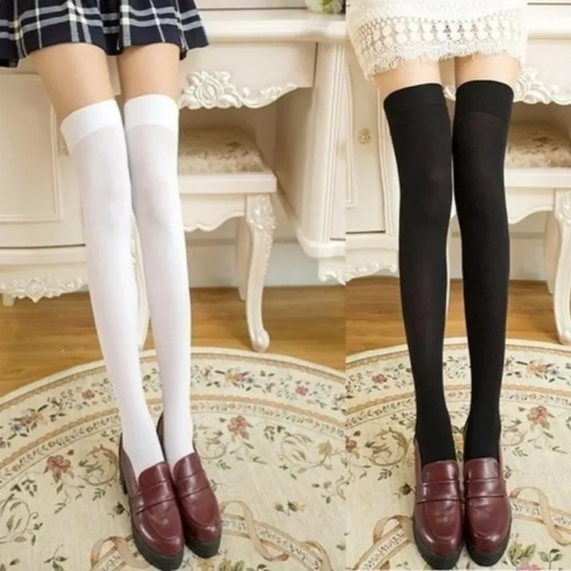 Bright Color Overknee Stockings Women Sexy Solid Color Knee Length Sock Lady Elastic Long Tube Socks Lightweight Acrylic Hosiery