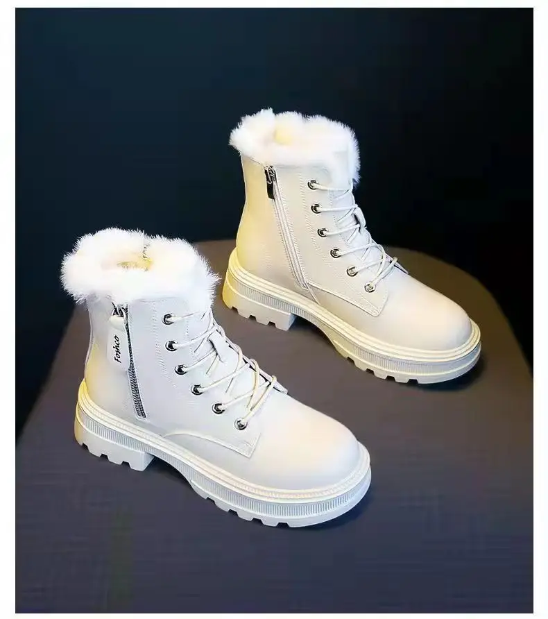

Winter Women Snow Boots Plus Cotton Shoes Thick-soled Non-slip True Leather Waterproof Fashion Ankle Boots 2022 New All-match