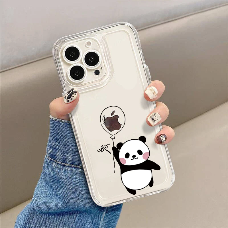 Adorable Cartoon Animal Transparent Phone Case - Soft Giraffe & Panda Design