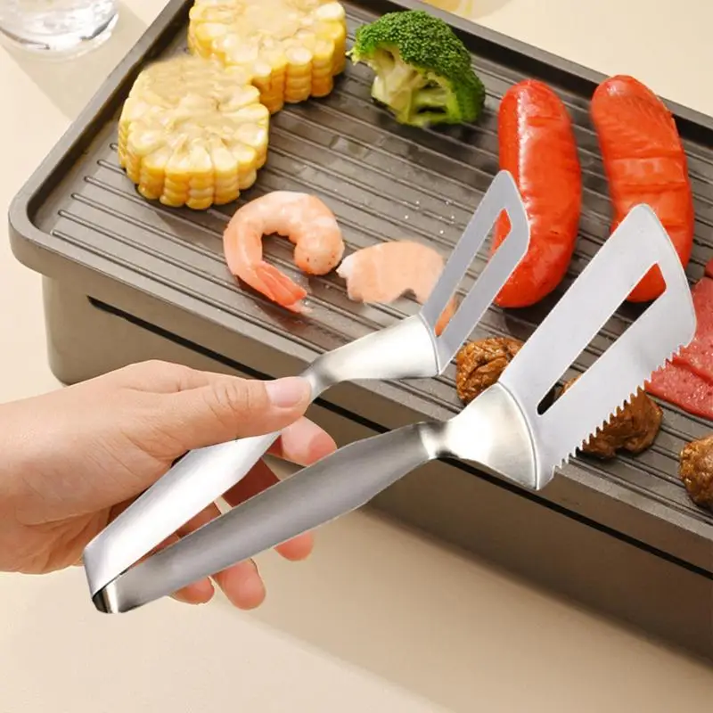 

Щипцы из нержавеющей стали для кухни, Нескользящие кухонные инструменты, зажим для жарки, барбекю, салата, хлеба, буфета