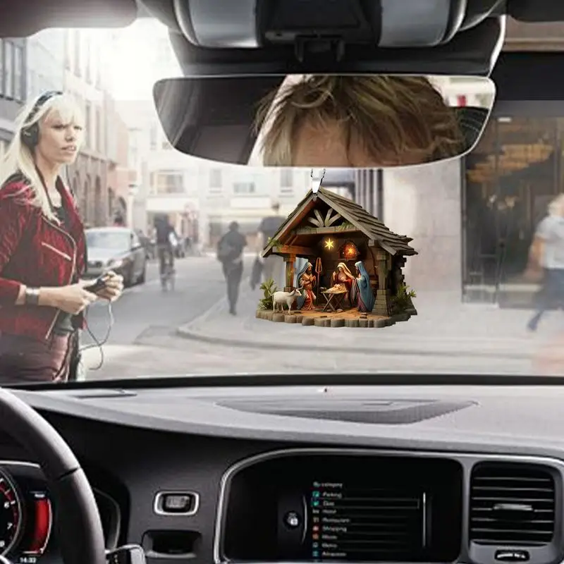 Décoration Noël - Scène De La Nativité 7 Pièces En Acrylique 3D - Ornements Suspendus Pour Sapin, Voiture, Maison - Cadeau Religieux De Noël