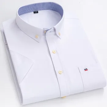 남성용 플러스 사이즈 S ~ 7XL 반팔 셔츠, 100% 면, 옥스포드, 부드럽고 편안한, 고품질, 여름 비즈니스 캐주얼 셔츠