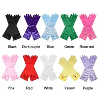 1Pair Children Long Gloves Princess Dance Performance Stage Gloves Satin Sequins Bow Glove Solid Full Finger Mittens Accessories 3