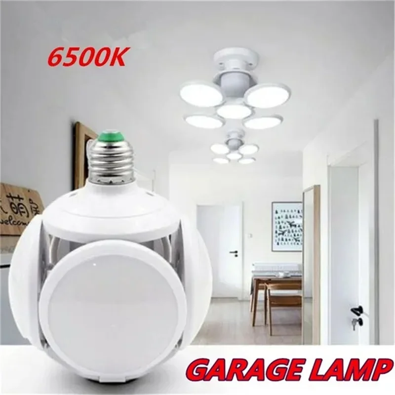 40W 120LED E27 Garage Light Bulb Deformable Ceiling Fixture Lights Shop Workshop Lamp 6500K Living Room Decoration