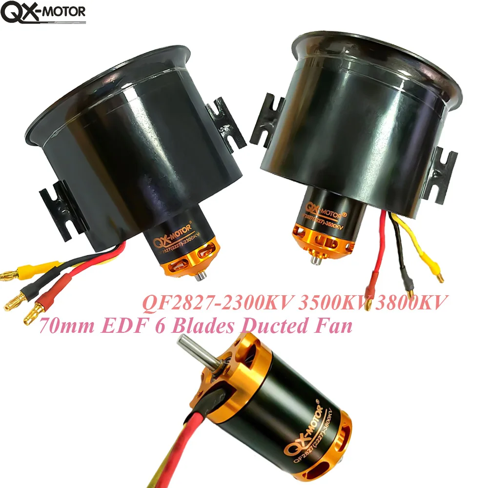 

QX-Motor 70MM EDF Ducted 6 Blades Fan QF2827 2300KV 3500KV 3800KV Brushless Motor For RC Airplane Model Parts