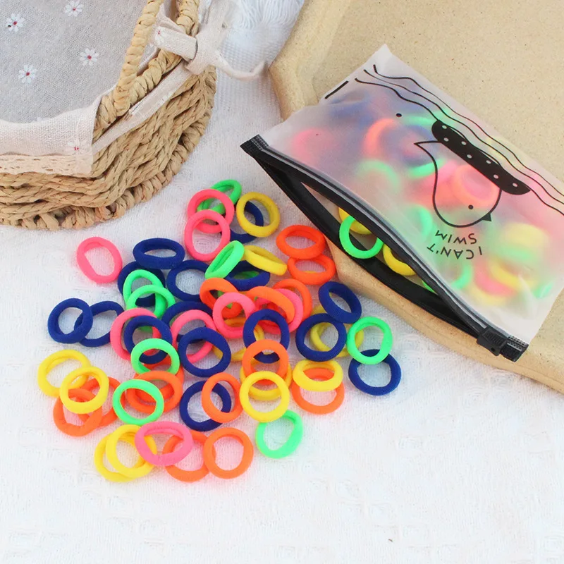 100 Reiß verschluss tasche Kinder haar zubehör mit hoher Elastizität modisches Nylon-Haars eil einfaches Basis-Sports tirnband – Detail 9