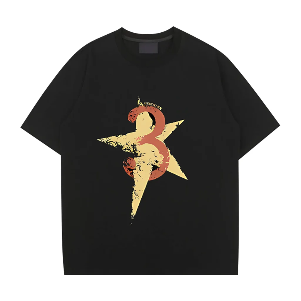 

Star Printing 2024 Summer Fashion Tops Men's Oversized T-Shirt Casual Printed Tops for Men High Quality Short Sleeve Women Tee