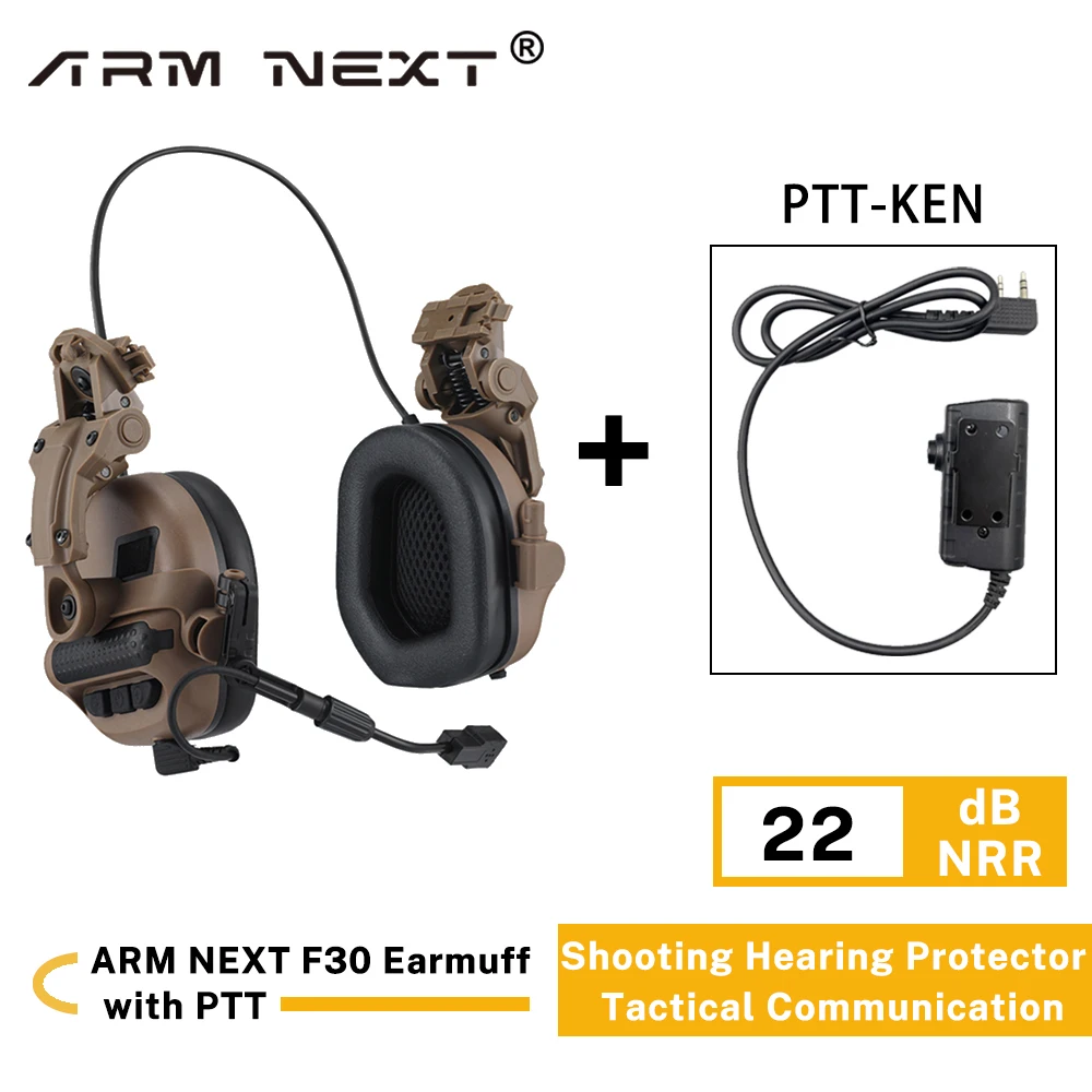 

ARM NEXT Tactical Noise Reduction Shooting Earmuff Microphone Paintball Combat Sports Communication Headsets with PTT cable