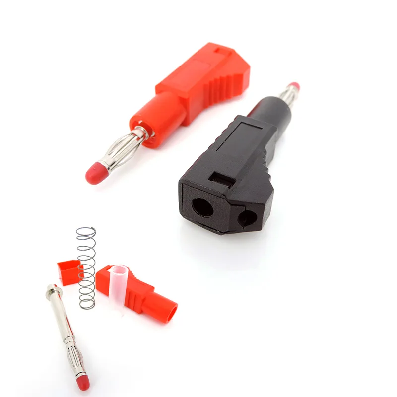 

red black nickel-plated copper 4mm stackable banana connector plugs socket inserted activity continued retractable sheath cable