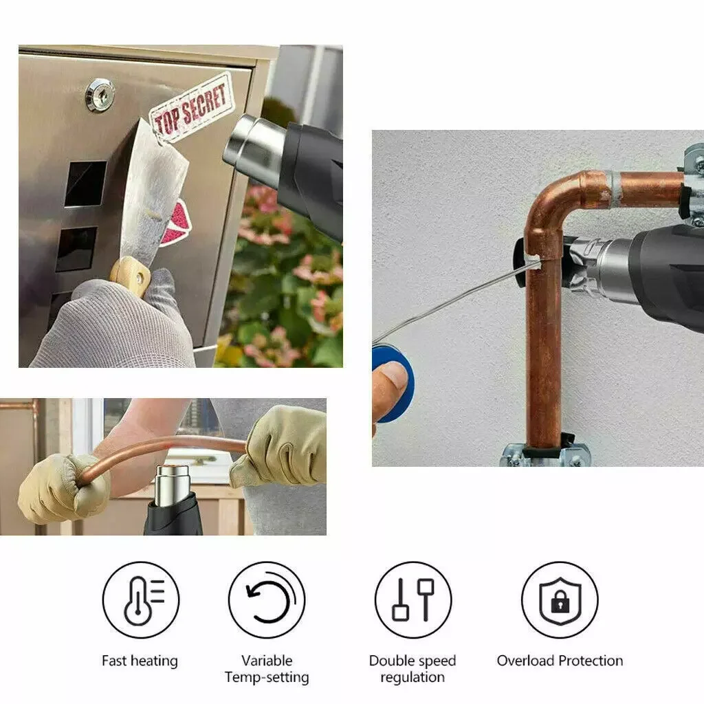 Cordless Heat Gun for Dewalt 20V DCB200 Battery for makita BL1830 Battery With 3 Nozzles Industrial Shrink Wrapping Hot Air Gun 5