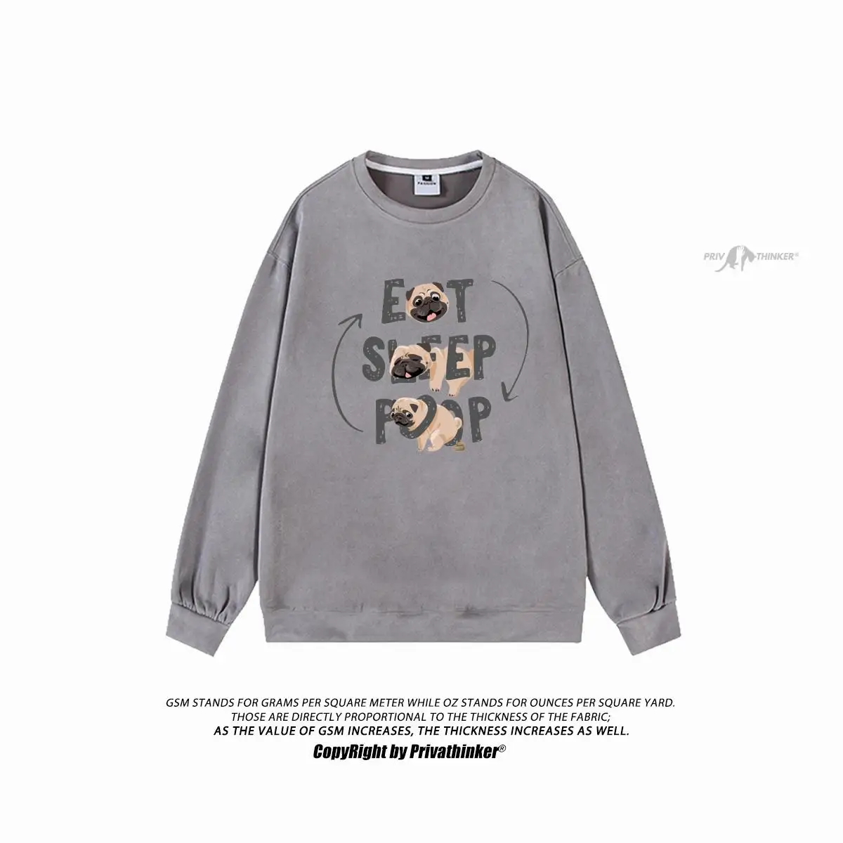 

Bulldog Graphic Sweatshirt Women'S Straight Long Sleeve Round Neck Hoodies Top Female Hip Hop Spring Y2K Suede Pullovers
