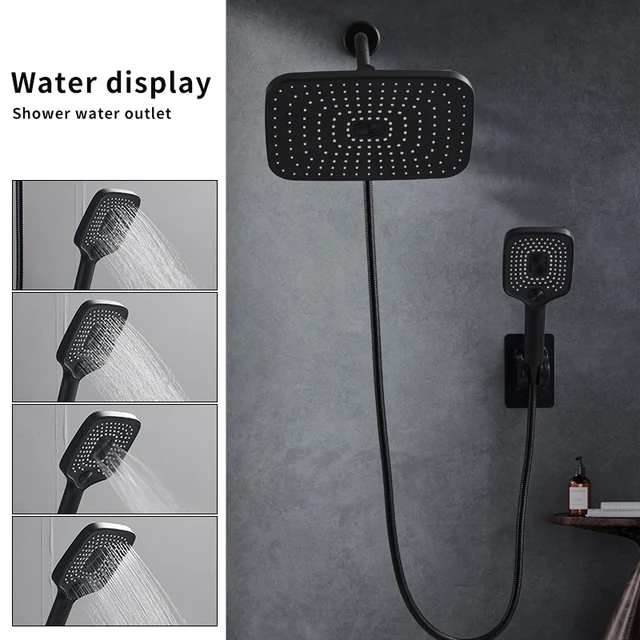 ชุดหัวฝักบัวคู่สุดหรู - แรงดันสูง, สายฝนแบบปรับได้และสเปรย์มือถือ, การตกแต่งห้องน้ําที่ทันสมัย 1