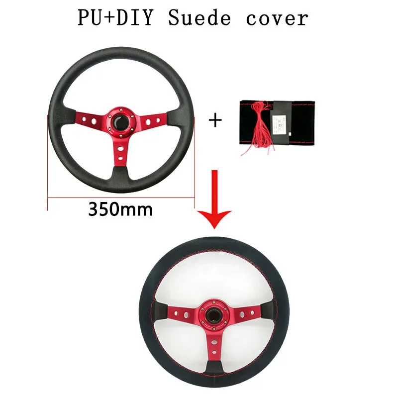 35cm/38CM Premium Fur Steering Wheel Cover Braiding Car Steering Wheel Case Non-slip Suede Matte Leather Braiding Steering Wheel Cover