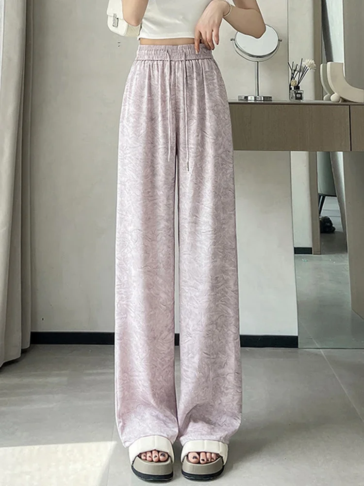 Solid Color Fashion Office Ladies Casual Women Pants Chic Flares Simple Lace-up Basic High Waist Loose Full Length Female Pants