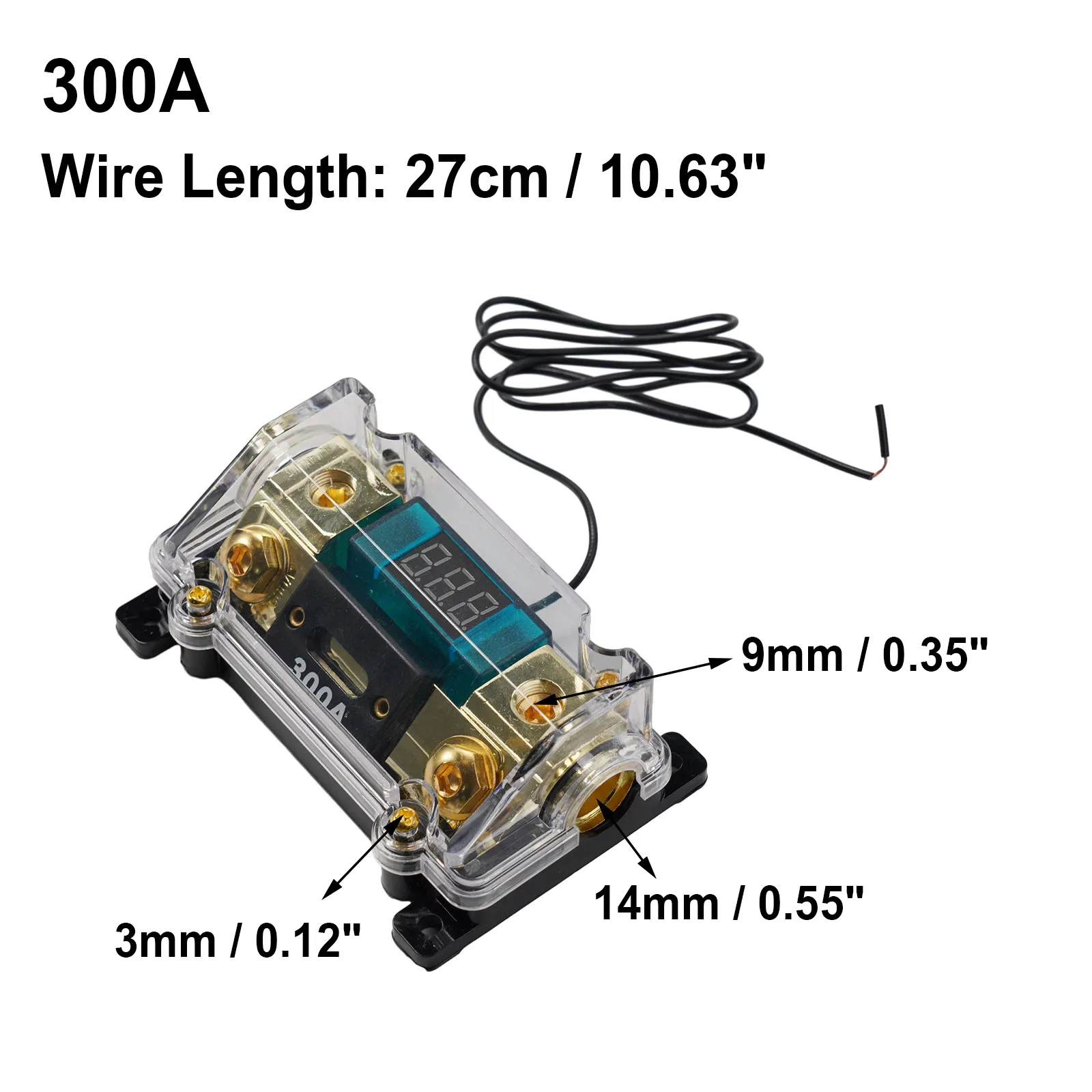 

1X Car Audio Distribution Fuse Block Holder LED Digital Display Inline 300A 0 2 4 AWG Gauge ANL Car Stereo Amplifier Fuse Holder