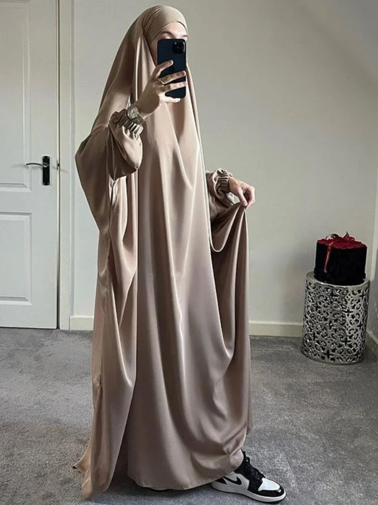Eid Hooded Abaya Muslim Women Prayer Garment Hijab Dress Arabic Kaftan Robe Overhead Khimar Niqab Ramadan Gown Islamic Clothes