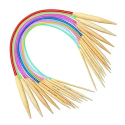 Deluxe Bamboo Knitting Needles Set with Colorful Storage Tube - 18 Pieces, 2mm-10mm - 60cm (18pcs)