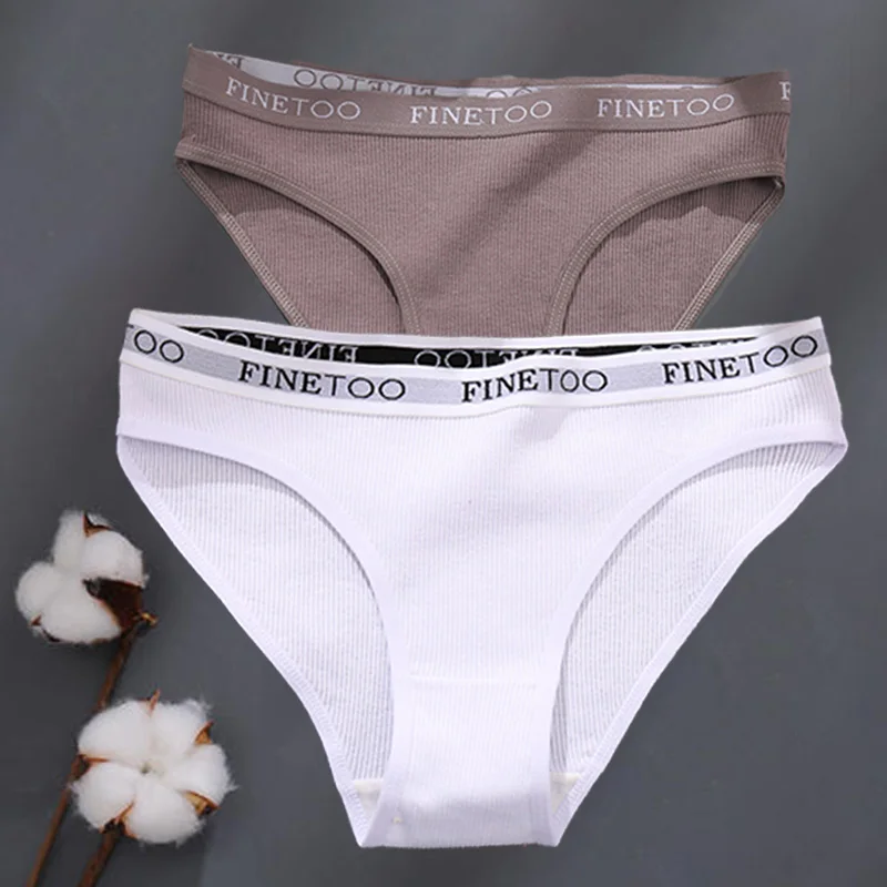 thumbnail image 1 of Bragas de algodón de M-XXL para mujer, ropa interior Sexy de tiro bajo, con cinturón y letras, lencería íntima de talla grande, 2 unids/set, 1 of 5