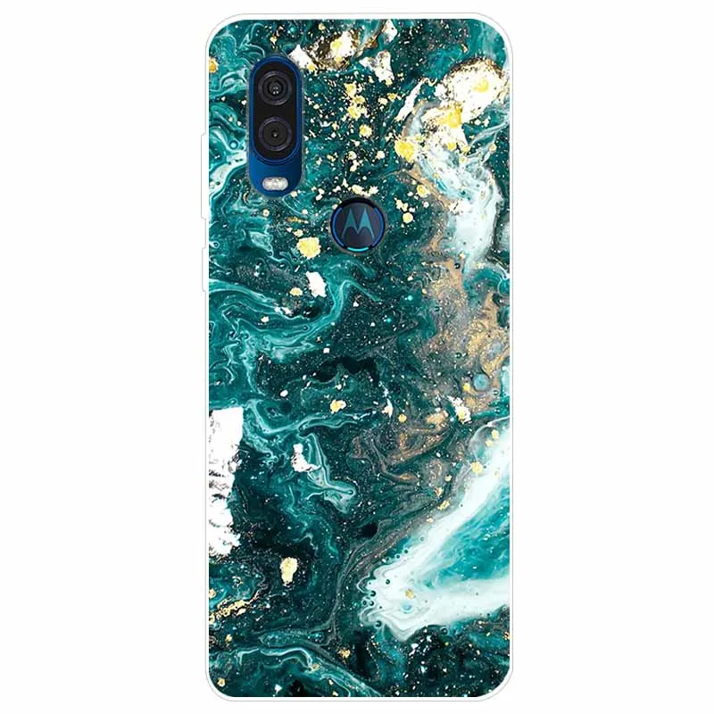 Elegant Marble Design Soft TPU Back Cover for Moto One Vision/Macro/Action