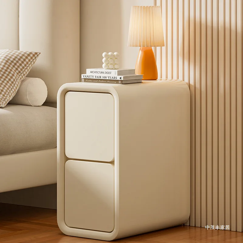 

Cream Style Bedside Table Light Luxury French Solid Wood Small Modern Minimalist Bedside Narrow Cabinet