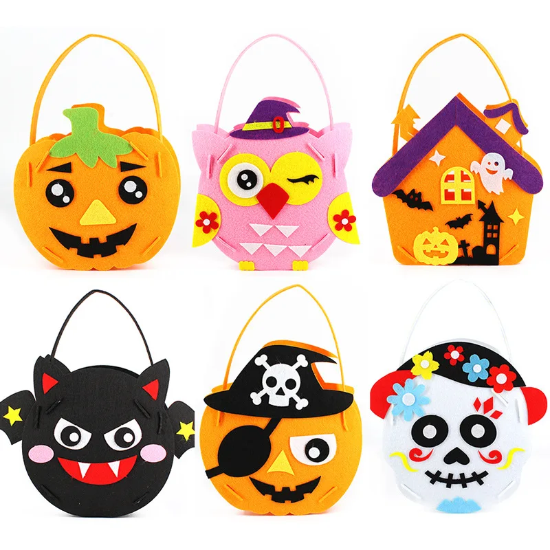 

Halloween Creative Children's Toys Craft Kit Pumpkin Hand-held Candy Bag Kindergarten Montessori Handmade DIY Material Bag