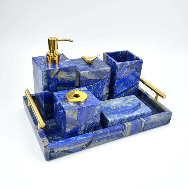 고귀한 우아함을 더하는 위생 용품 욕실 액세서리 세트, 골드 타이거 아이로 빛나는 크리스탈 고귀한 우아함을 더하는 위생 용품 욕실 액세서리 세트, 골드 타이거 아이로 빛나는 크리스탈