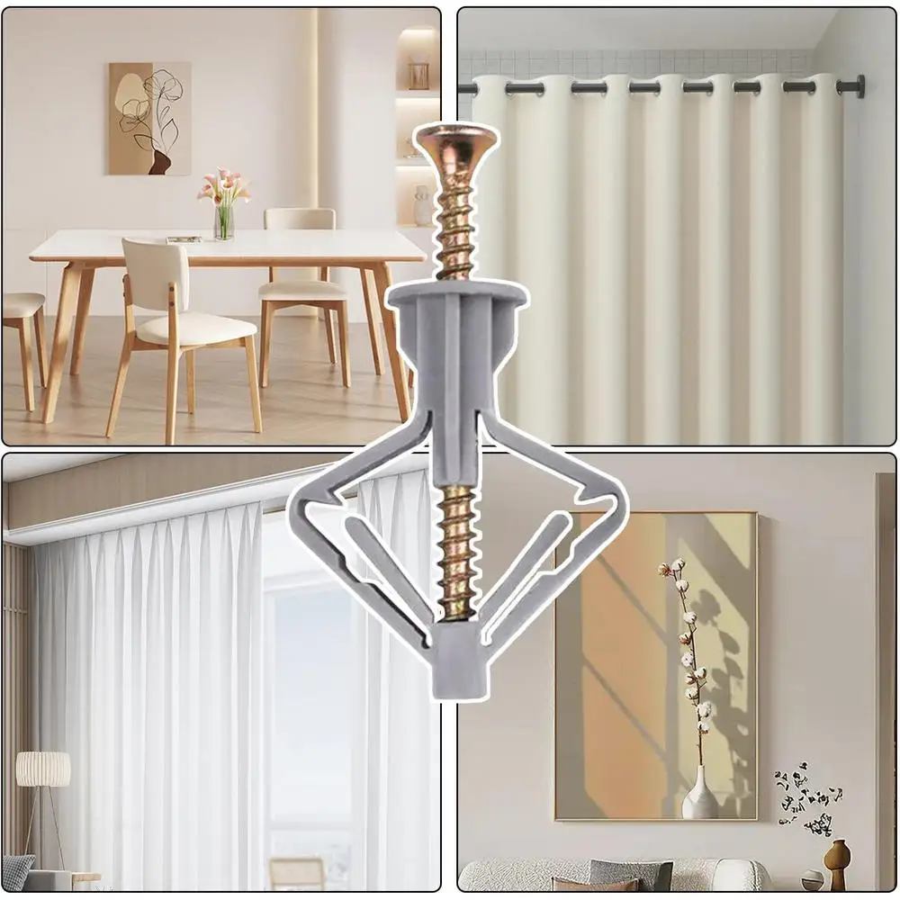 Nylon Aircraft Shape Butterfly Type Plastic Expansion Drywall Anchor Pipe Tube Kit Screw Self Drilling Wall Pierced Home Pierced