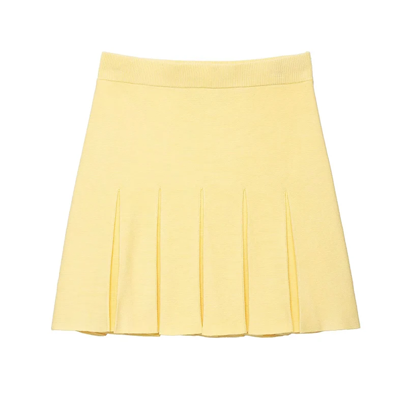 Wide Pleated Mini Skirts Two Pieces Sets For Women 2025 New Fashion Jewelry Knit Top Suits Elegant 2 Piece Set Woman Outfit