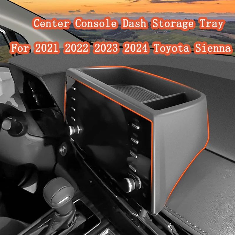 Sienna Dashboard Storage Box For Toyota Sienna 2021-2023 2024 Center Console Hidden Tray Behind Screen Car Accessories Organizer
