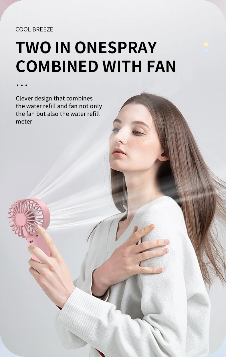Description Picture 4 of itemHandheld Mini Air Conditioner USB Rechargeable Portable Humidifier Mist Cooler Cooling Spray Humidifier Fan for Home/Office/Dorm