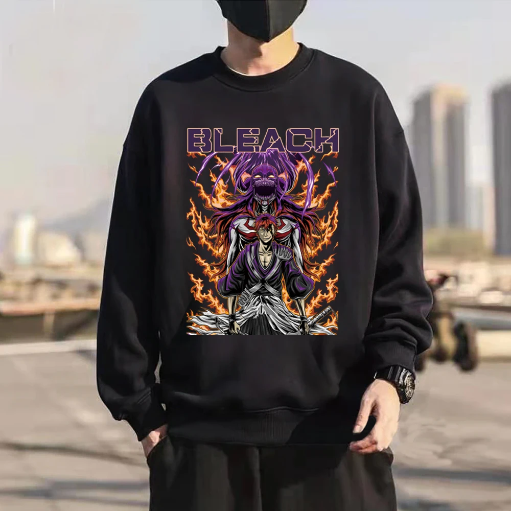 

Men Anime Hoodie Harajuku Funny Kurosaki Ichigo Bleach Pullover Sweatshirt Men Hoodie Women Loog Sleeve Warm Autumn Spring