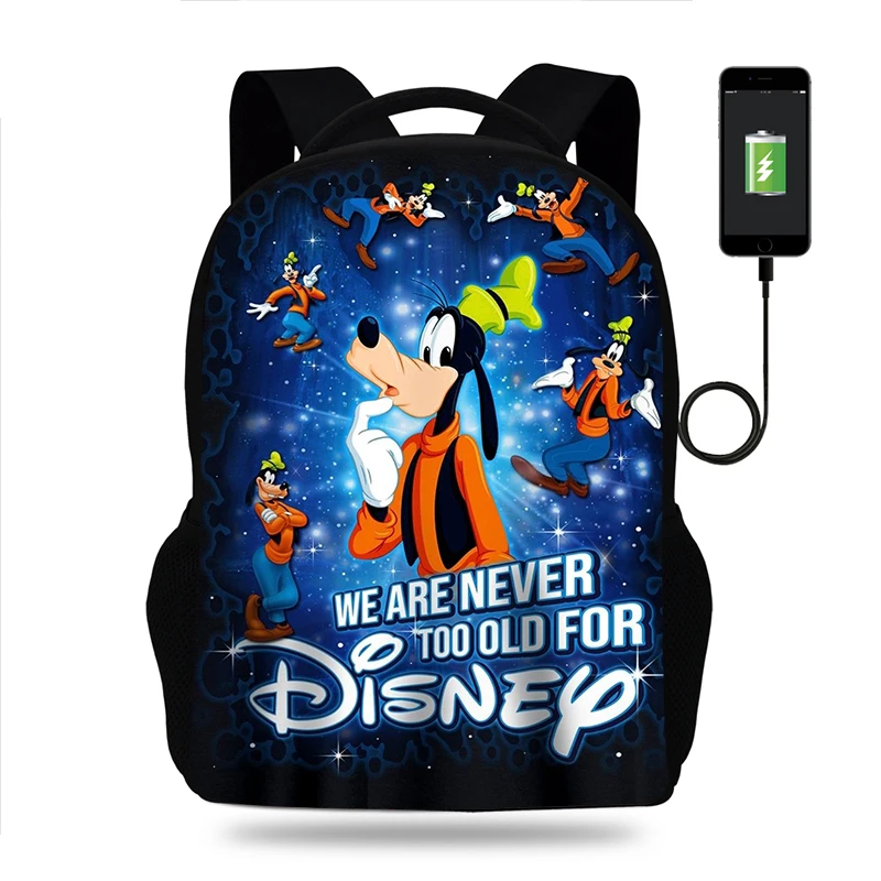 

Fashion Disney A Goofy Movie Backpack Boy Girl School Bag Teenager USB Charging Daily Travel Backpack Student Schoolbags Mochila