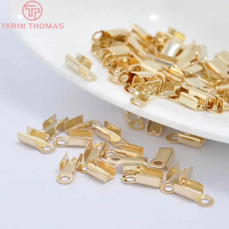 

(3268)20PCS 3.5x7.5MM 4x9MM 24K Gold Color Brass Rope Ends Fastener Clasps Crimp Clasps High Quality Diy Jewelry Accessories
