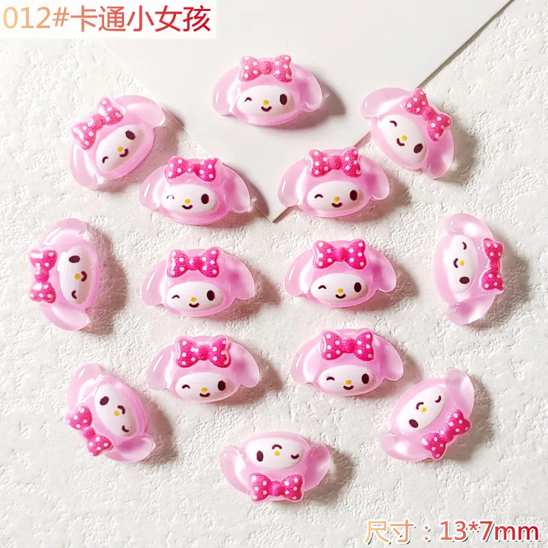 50Pcs Sanrioed Kawaii Melody Kuromi Hello kitty Nail Charm 3D Nail