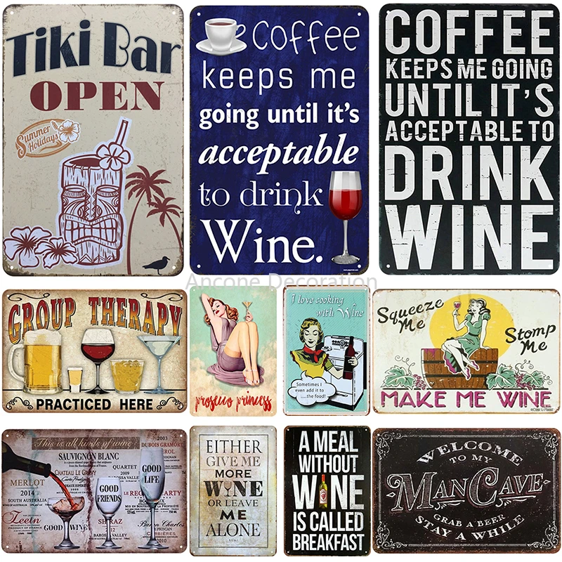 

Tinki Bar Open Coffee Wine Tin Sign Vintage Metal Poster Bar Cafe Kitchen Indoor Decortiave Signs Wall PlaquesTin Plate Painting