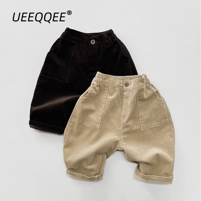 Corduroy 2023 Spring Autumn New School Children Pants Casual Little Boy