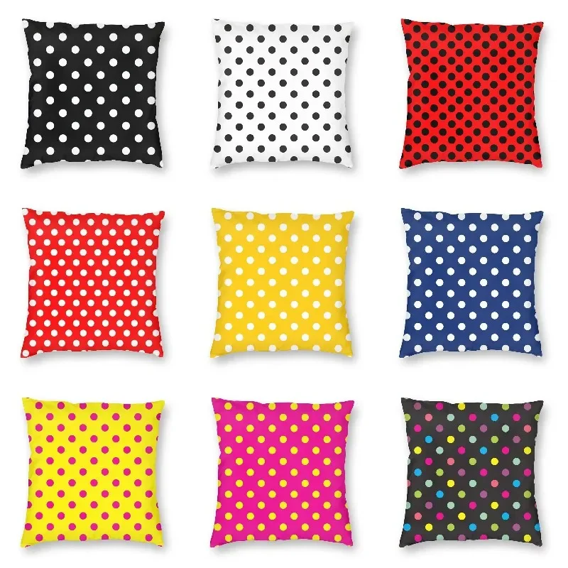 

Black And White Polka Dots Print Square Throw Pillow Case Home Decorative Colorful Geometric Pop Art Cushion Cover for Sofa