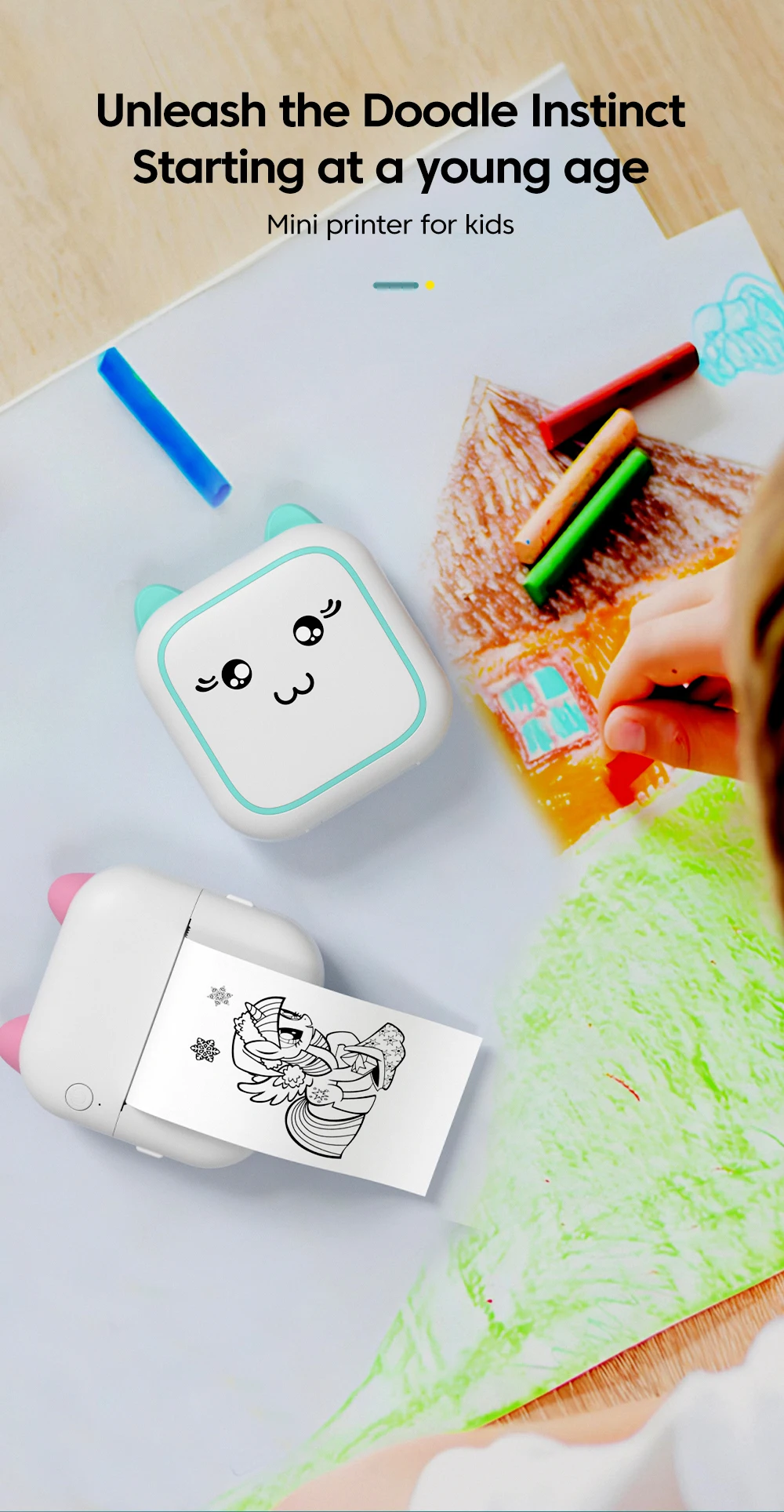 Mini Printer Thermal Adhesive Labels Printer Sticker Bluetooth Mini Pocket Label Notes Printer for Home and Office Android IOS