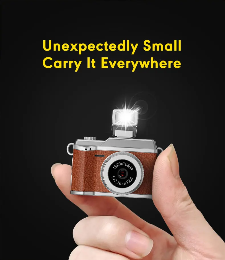 Mini Camera Wearable Retro Camera 1080P Portable Keychain Camera for Outdoor Travel Vlog