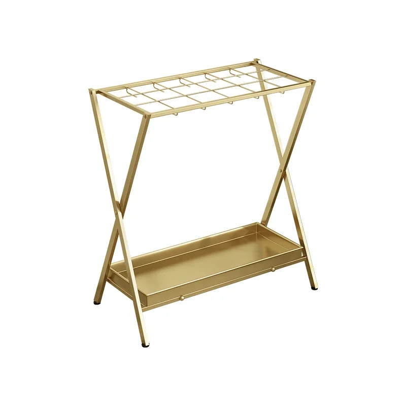 Iron Umbrella Storage Rack Rust-Proof Lobby Umbrella Stand Foldable Holder with Draining Tray for Entryway Hallway