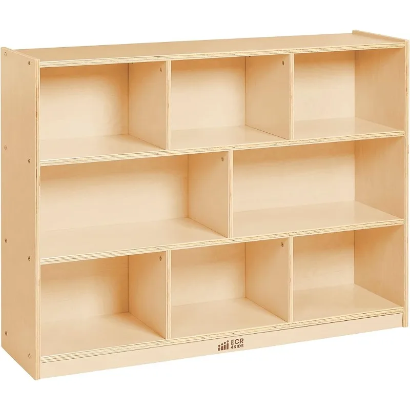 

ECR4Kids 8-Compartment Mobile Storage Cabinet, 36in, Classroom Furniture, Natural